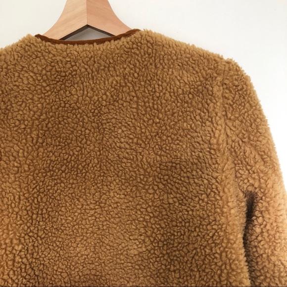 Madewell Women's Cozy Teddy Sherpa Chestnut Jacket with Corduroy Trim XS - Picture 9 of 13